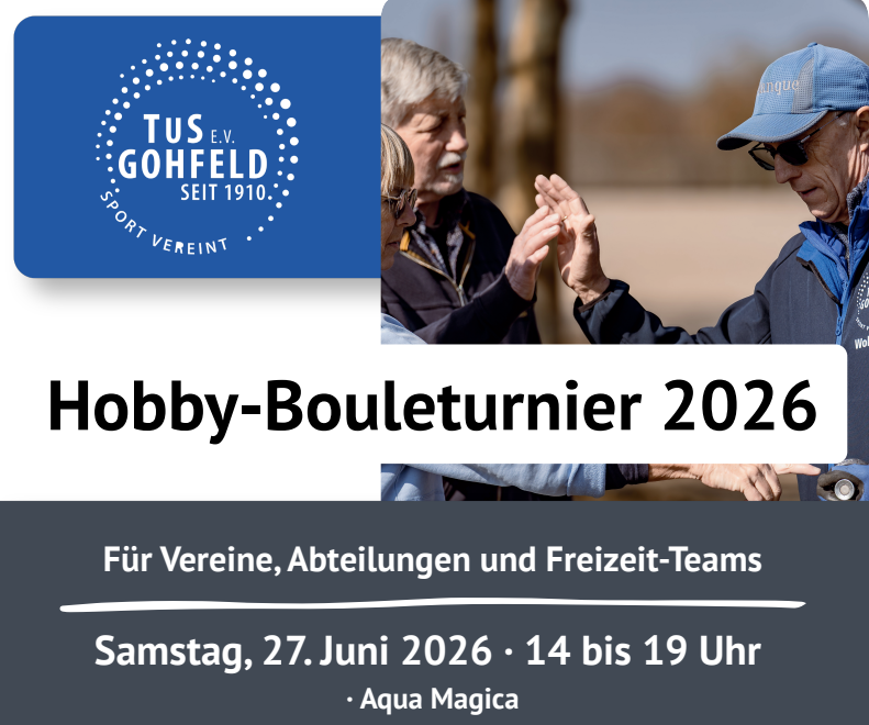 Teilnehmer beim Hobby-Bouleturnier 2026 des TuS Gohfeld an der Aqua Magica